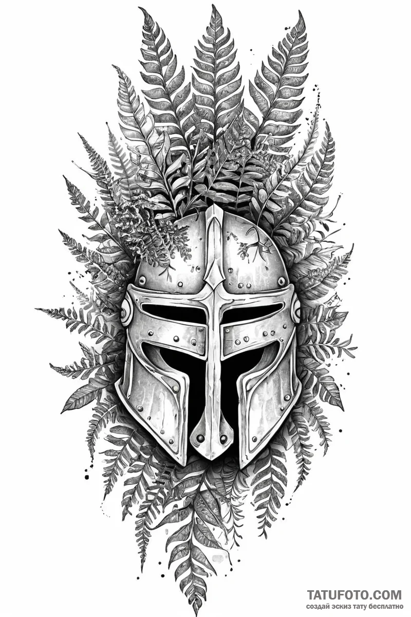 A tattoo design of a slavic warrior's helmet... - эскиз тату (№1750996773_0, 27.06.2025 03:59) — Tatufoto.com