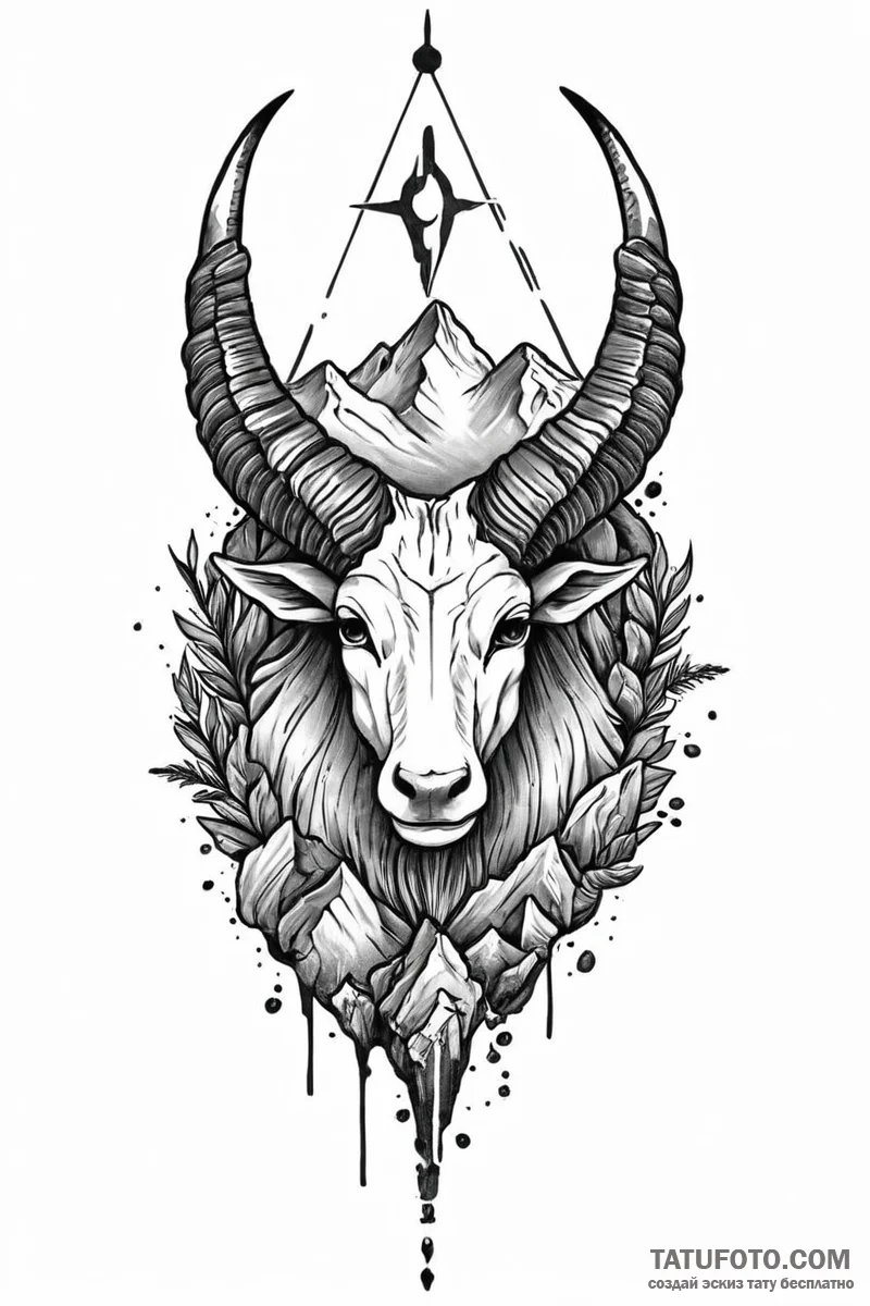 Tattoo design a capricorn symbol made of stro... - эскиз тату (№1750996858_0, 27.06.2025 04:00) — Tatufoto.com