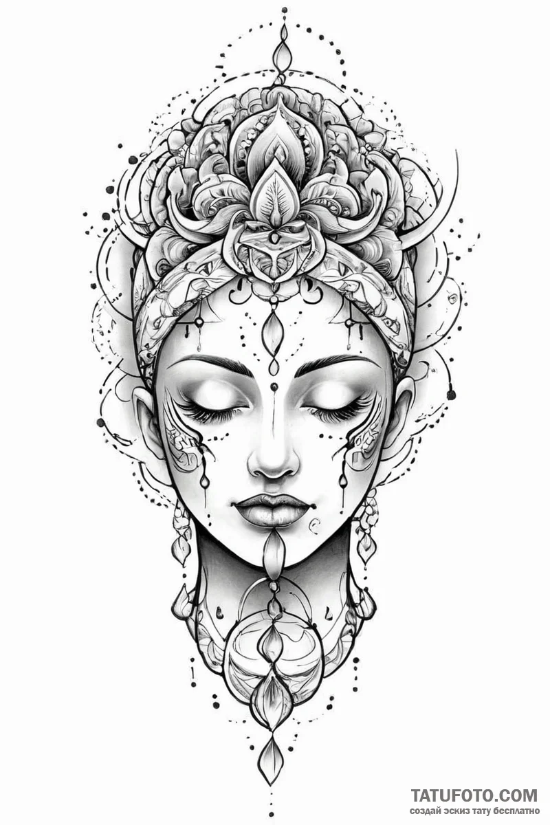 Tattoo sketch a stylized depiction of a mind,... - эскиз тату (№1750996937_0, 27.06.2025 04:02) — Tatufoto.com