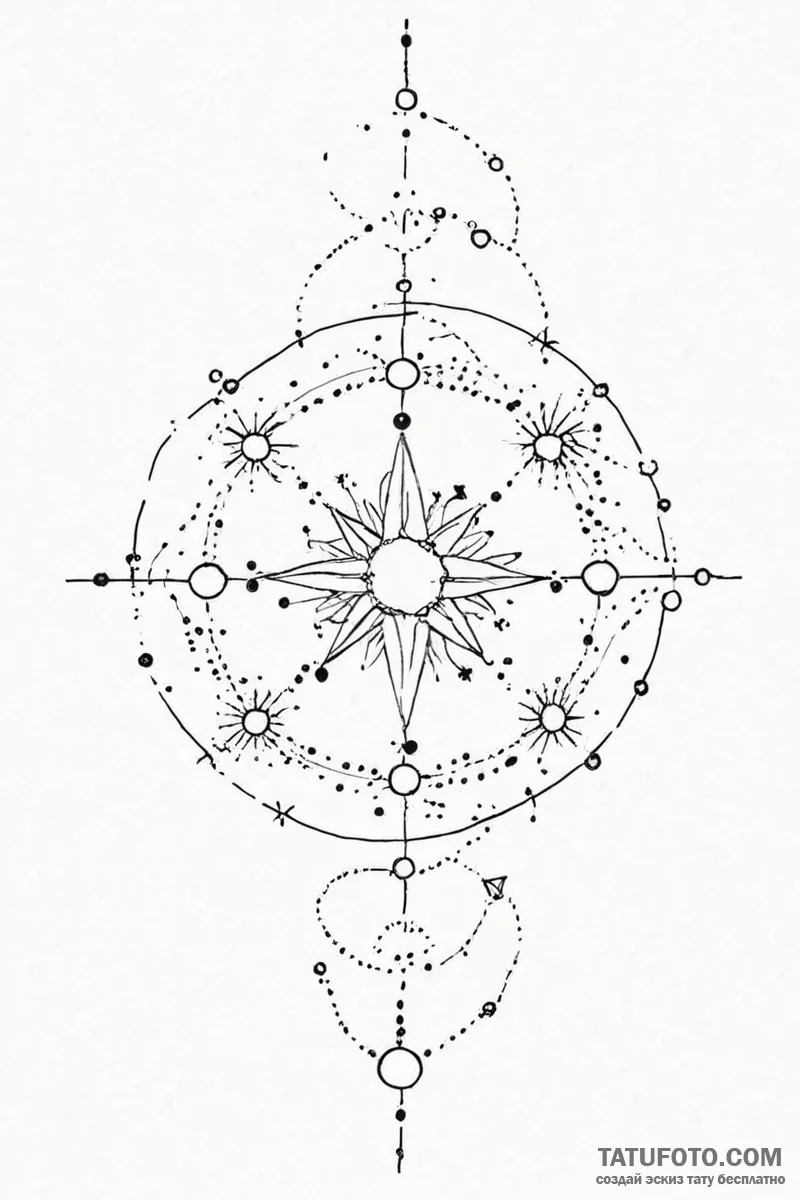 Tattoo sketch a zodiac constellation outlined... - эскиз тату (№1750997737_0, 27.06.2025 04:15) — Tatufoto.com