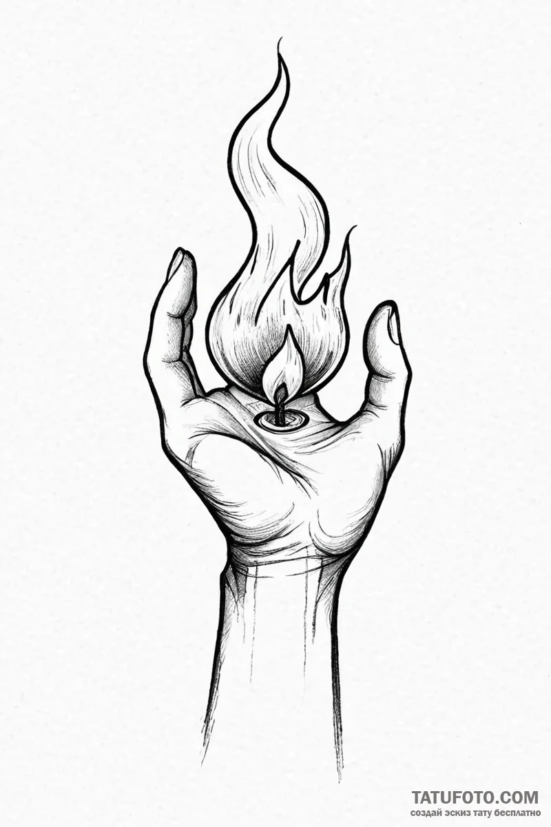 Tattoo sketch a minimalist hand holding a bur... - эскиз тату (№1750997969_0, 27.06.2025 04:19) — Tatufoto.com