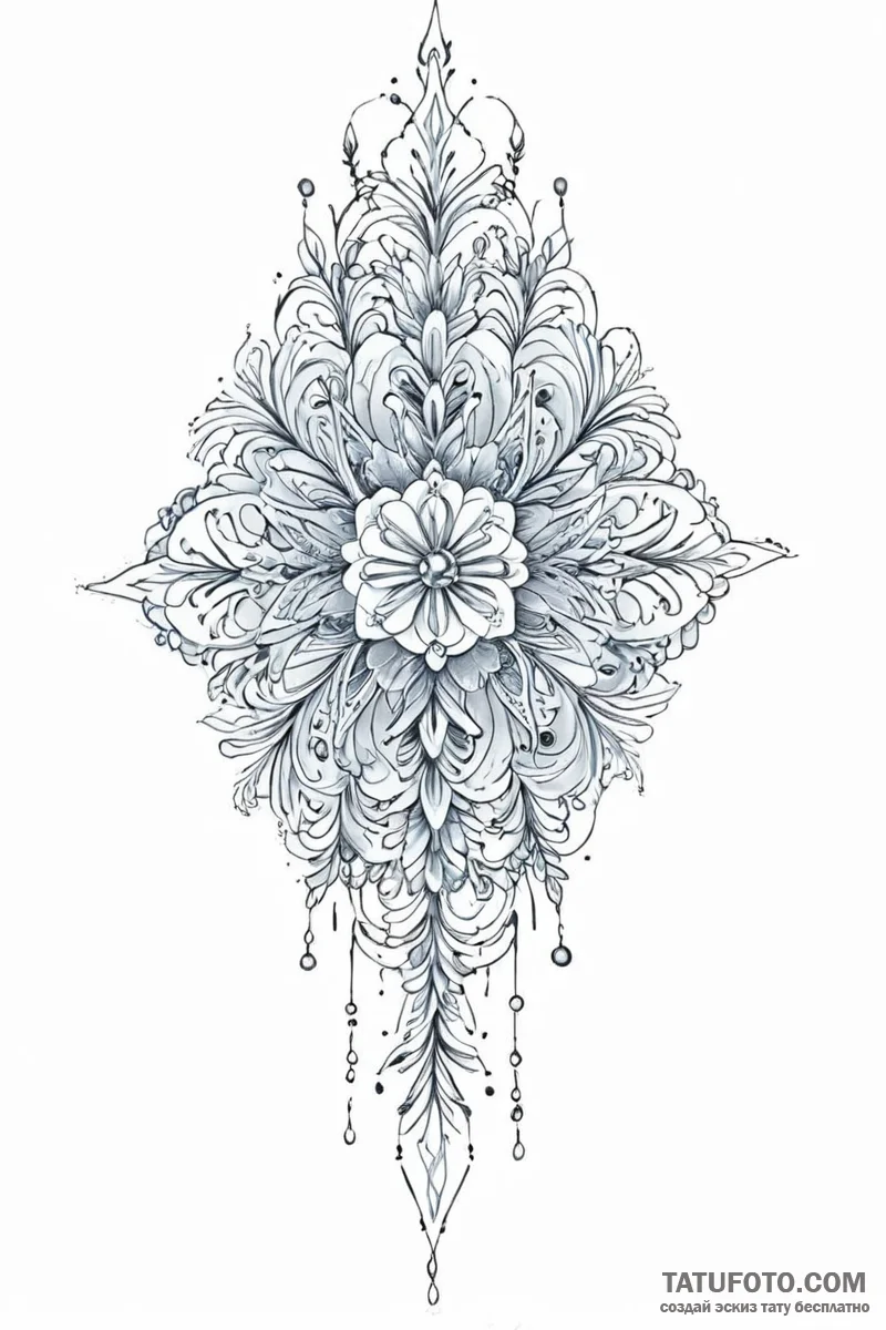 Tattoo design: an ornamental tattoo featuring... - эскиз тату (№1750998216_0, 27.06.2025 04:23) — Tatufoto.com