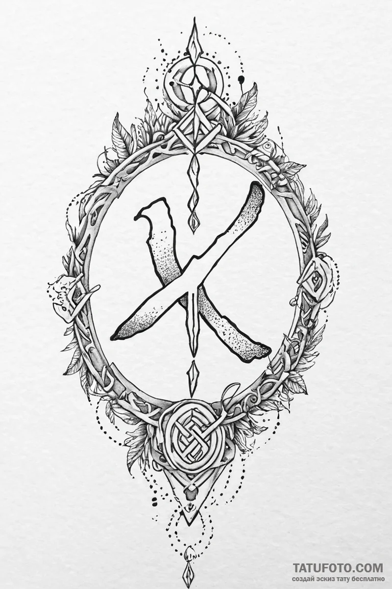 56. tattoo sketch: the rune "mir," emanating... - эскиз тату (№1750998701_0, 27.06.2025 04:31) — Tatufoto.com