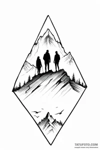 Tattoo sketch a silhouette of two people on a... - эскиз тату (№1750999419_0, 27.06.2025 04:43) — Tatufoto.com