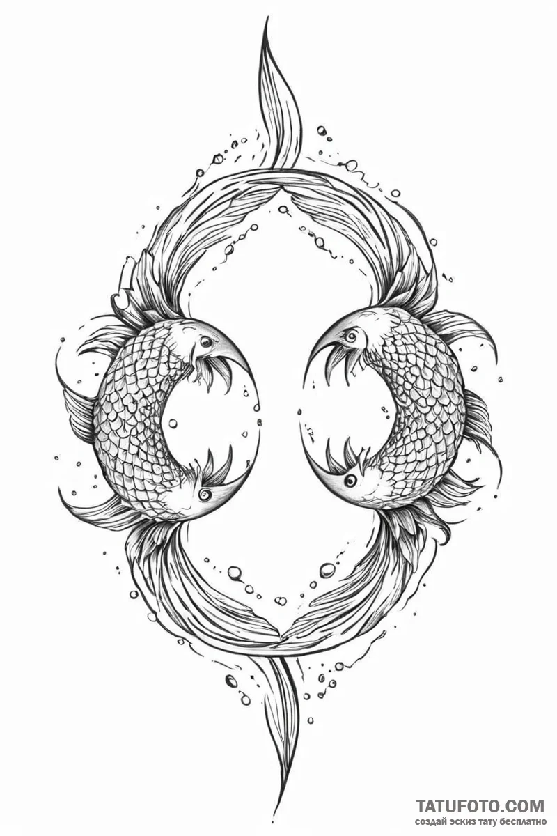 Tattoo design pisces's glyph, like two fish s... - эскиз тату (№1750999492_0, 27.06.2025 04:44) — Tatufoto.com