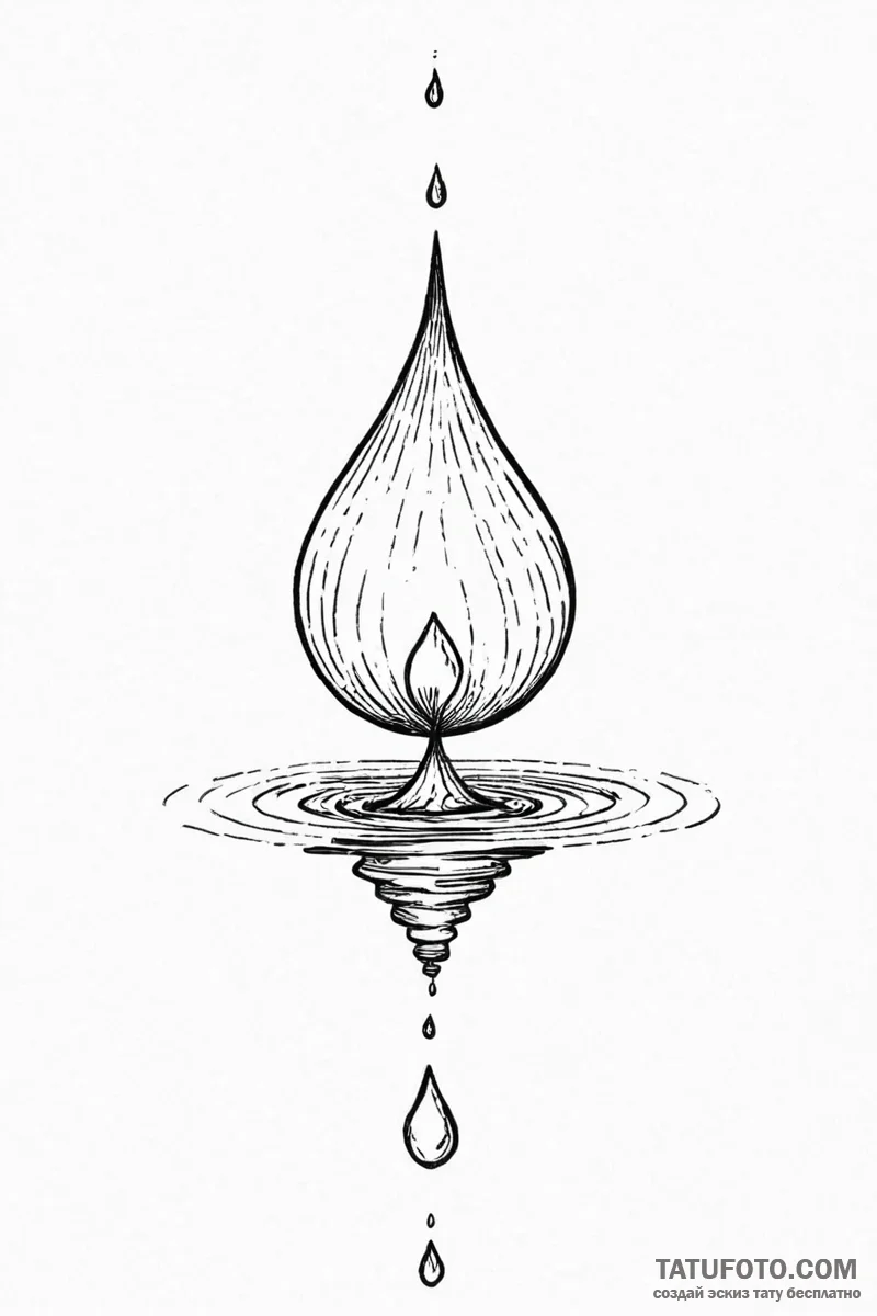 Tattoo sketch a single drop of water creating... - эскиз тату (№1750999568_0, 27.06.2025 04:46) — Tatufoto.com