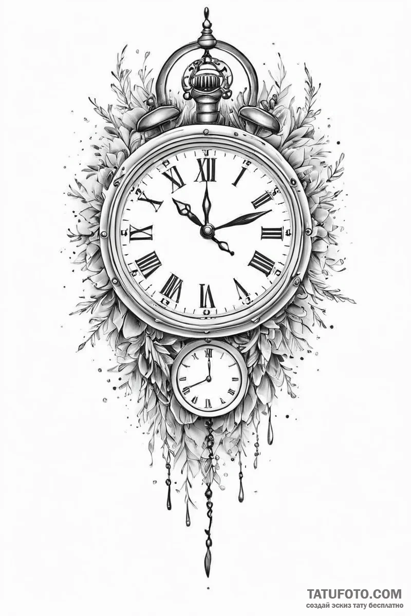 Tattoo design a clock with hands frozen at a... - эскиз тату (№1751000043_0, 27.06.2025 04:54) — Tatufoto.com