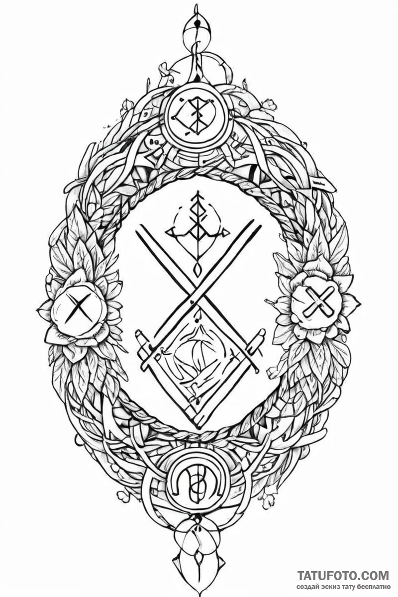 75. tattoo sketch: "raduga" rune surrounded b... - эскиз тату (№1751000122_0, 27.06.2025 04:55) — Tatufoto.com