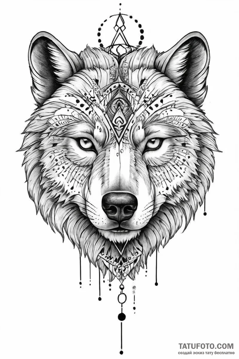 Tattoo sketch: a fierce animal (e.g., wolf or... - эскиз тату (№1751001254_0, 27.06.2025 05:14) — Tatufoto.com