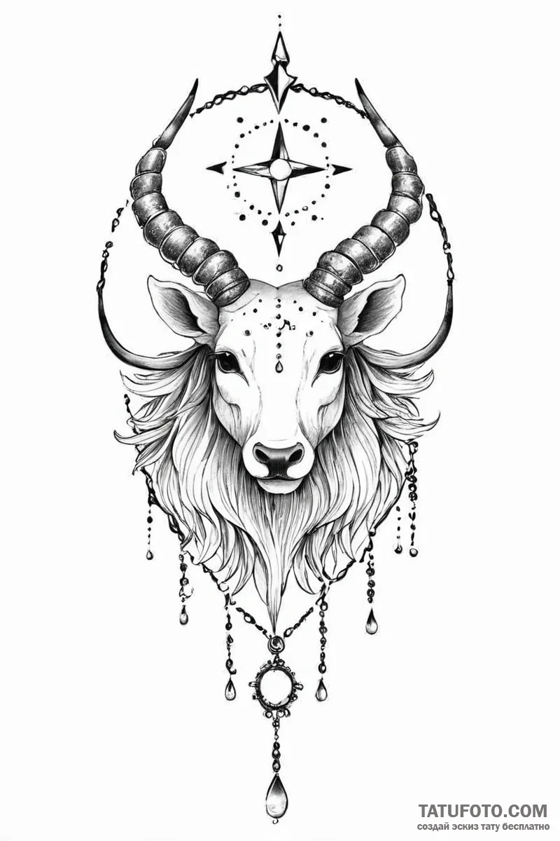 Tattoo design a zodiac animal with a single,... - эскиз тату (№1751002451_0, 27.06.2025 05:34) — Tatufoto.com