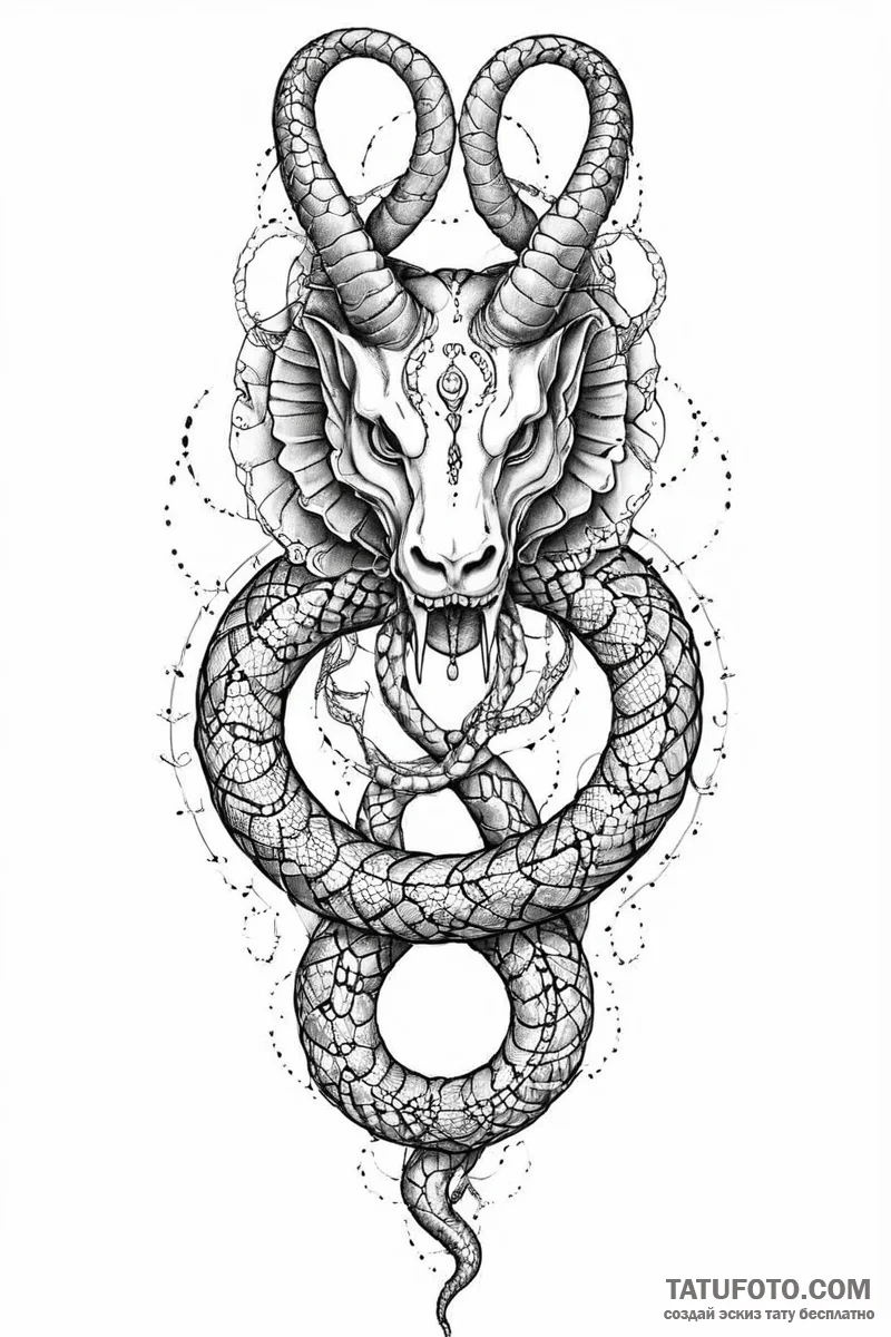 Tattoo sketch: a coiled serpent, a symbol of... - эскиз тату (№1751002843_0, 27.06.2025 05:40) — Tatufoto.com