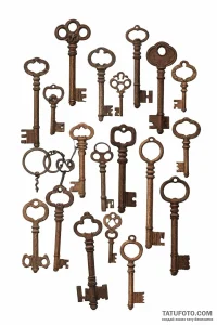 A collection of old, rusty keys. - эскиз тату (№1751002996_0, 27.06.2025 05:43) — Tatufoto.com