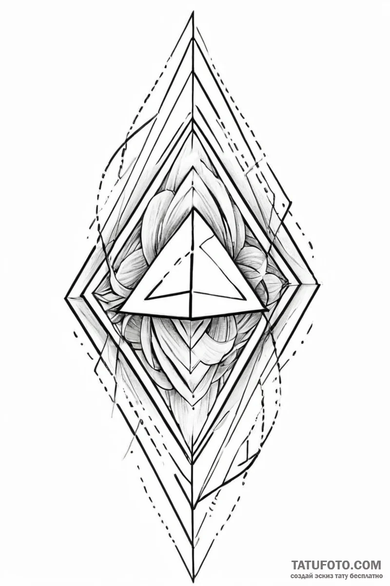 Tattoo design a blend of sharp, angular lines... - эскиз тату (№1751003072_0, 27.06.2025 05:44) — Tatufoto.com