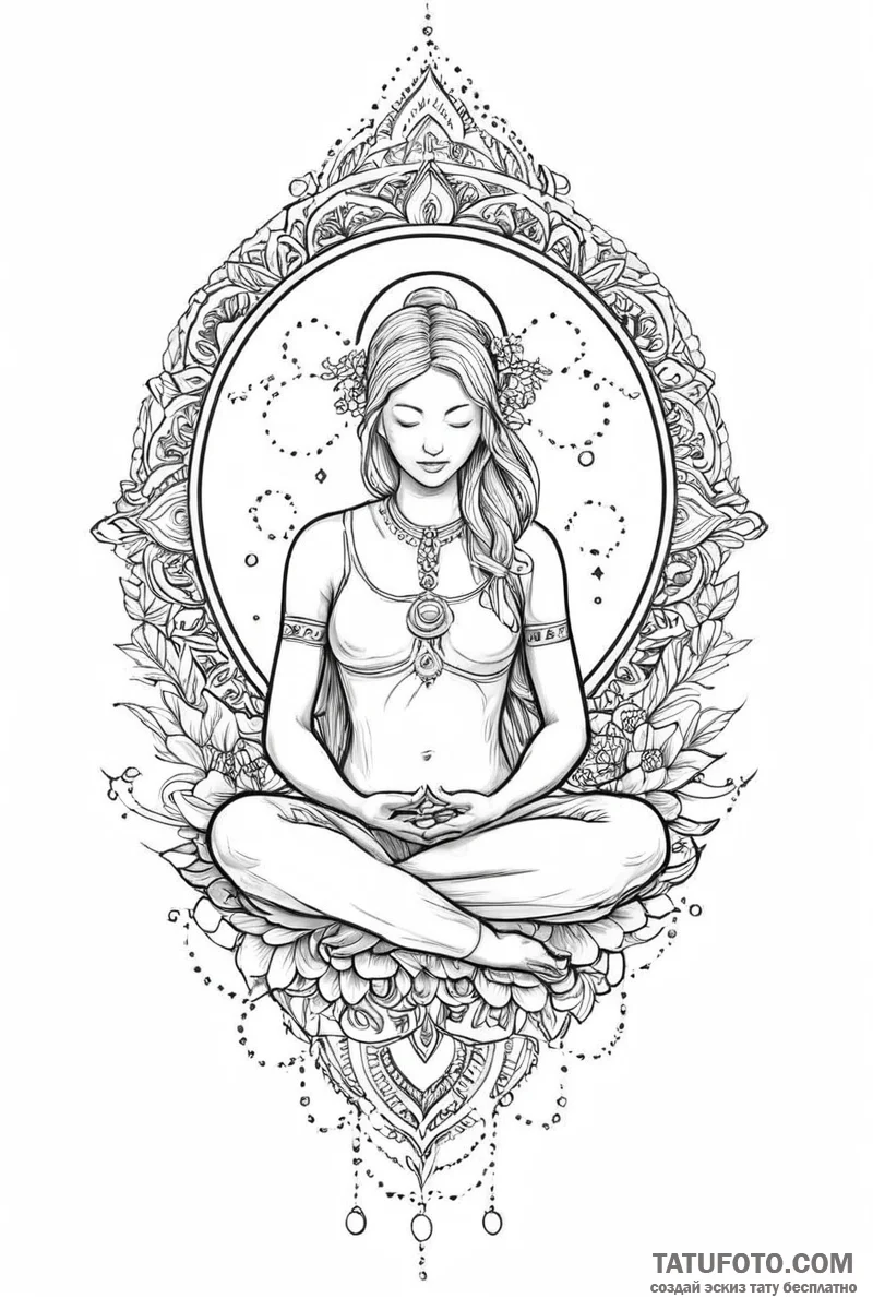 Tattoo sketch: a lunitsa protecting a sleepin... - эскиз тату (№1751003234_0, 27.06.2025 05:47) — Tatufoto.com