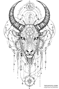 Tattoo design a zodiac animal made of interco... - эскиз тату (№1751003791_0, 27.06.2025 05:56) — Tatufoto.com