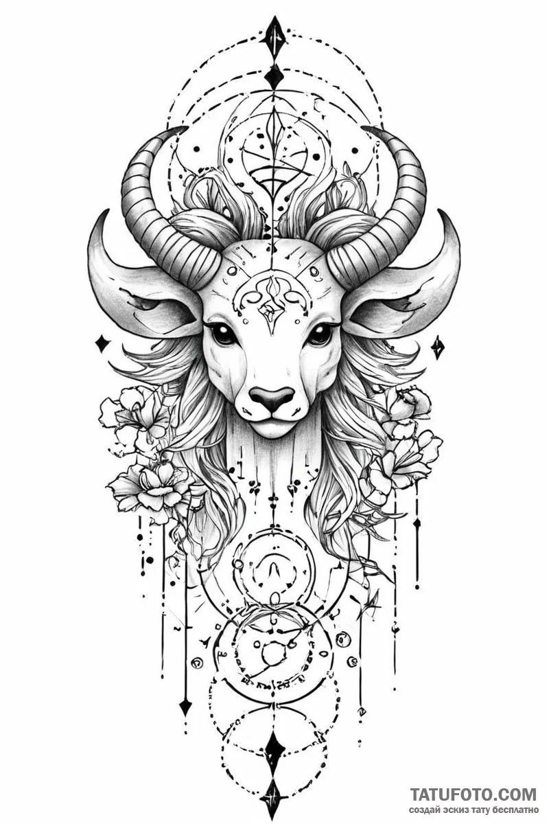Tattoo design a zodiac symbol with a subtle '... - эскиз тату (№1751004026_0, 27.06.2025 06:00) — Tatufoto.com