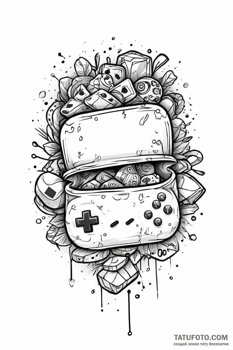 Tattoo sketch a stylized bag of holding overf... - эскиз тату (№1751004590_0, 27.06.2025 06:09) — Tatufoto.com