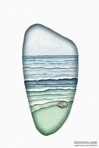 A close-up of a piece of sea glass, worn smoo... - эскиз тату (№1751004747_0, 27.06.2025 06:12) — Tatufoto.com