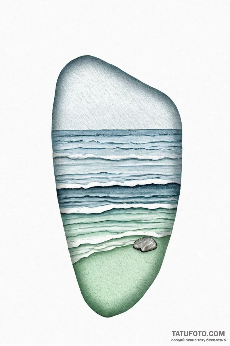 A close-up of a piece of sea glass, worn smoo... - эскиз тату (№1751004747_0, 27.06.2025 06:12) — Tatufoto.com