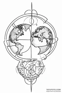 Tattoo design two halves of a globe, completi... - эскиз тату (№1751005063_0, 27.06.2025 06:17) — Tatufoto.com
