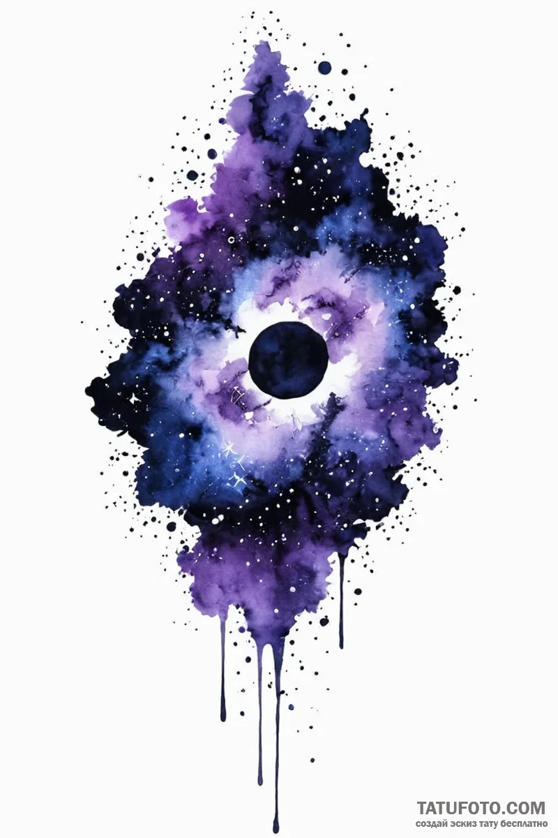 Tattoo sketch a deep indigo and purple waterc... - эскиз тату (№1751005926_0, 27.06.2025 06:32) — Tatufoto.com