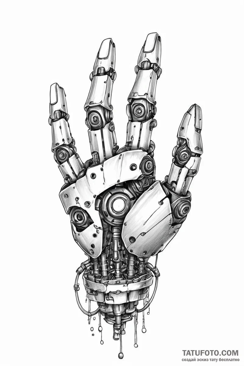 Tattoo design a robotic hand, strong and prec... - эскиз тату (№1751006003_0, 27.06.2025 06:33) — Tatufoto.com