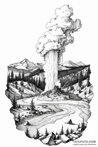 The geysers of yellowstone national park erup... - эскиз тату (№1751006486_0, 27.06.2025 06:41) — Tatufoto.com