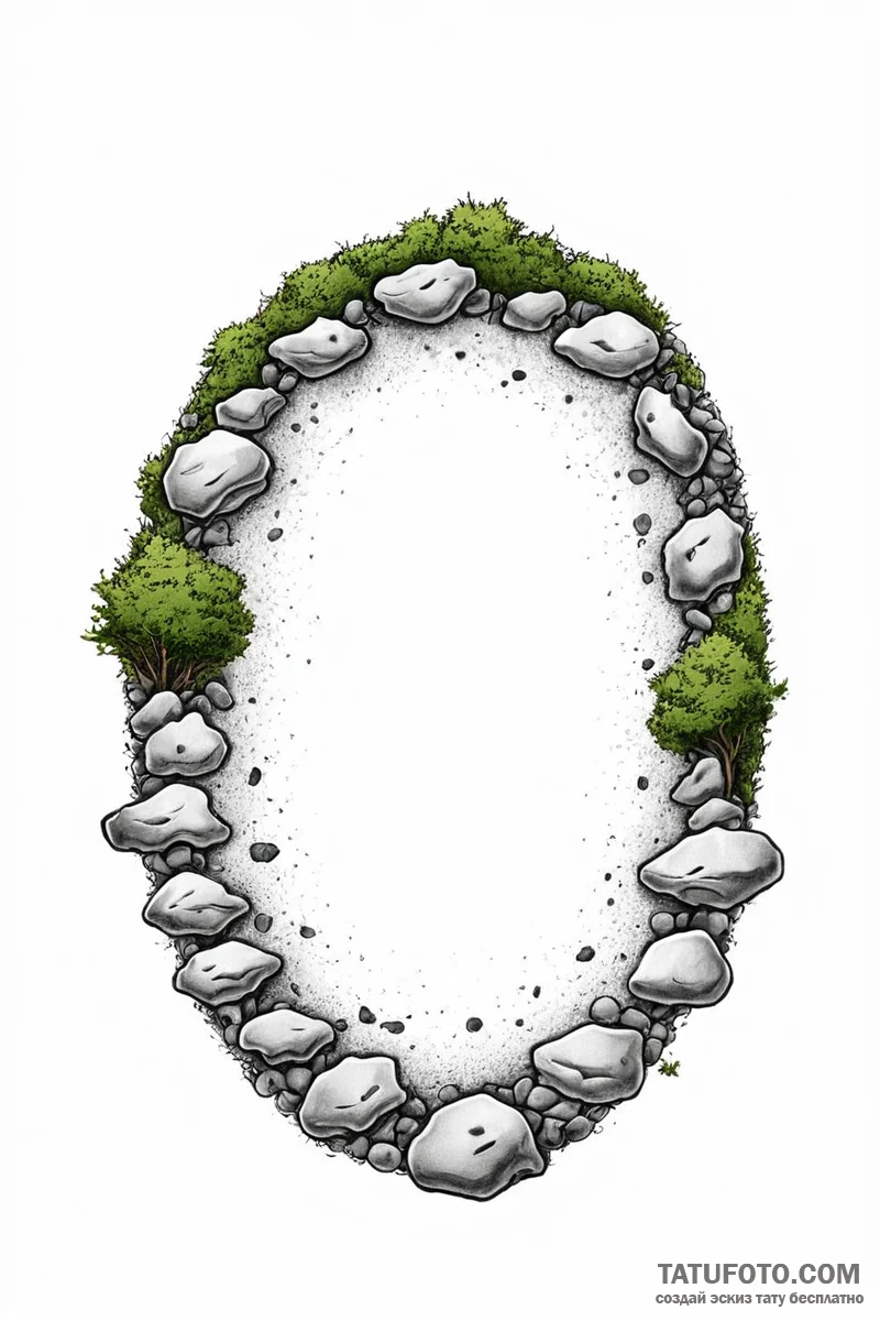 A serene japanese zen garden with raked sand... - эскиз тату (№1751006883_0, 27.06.2025 06:48) — Tatufoto.com
