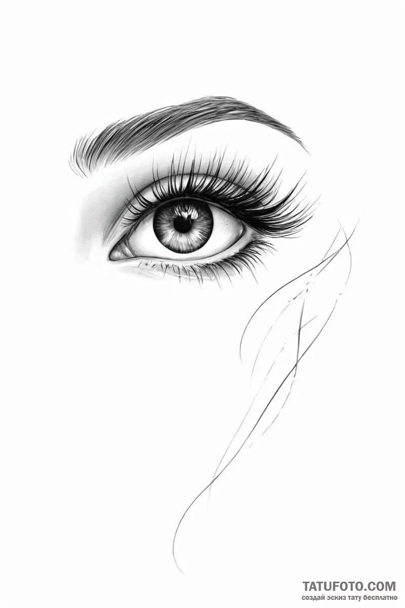 Tattoo design a confident woman's eye, with l... - эскиз тату (№1751006960_0, 27.06.2025 06:49) — Tatufoto.com