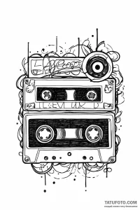 Tattoo design a cassette tape labeled 'level... - эскиз тату (№1751008249_0, 27.06.2025 07:10) — Tatufoto.com