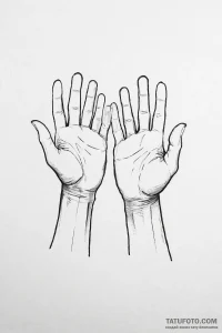 Tattoo sketch a 'high five' gesture, split be... - эскиз тату (№1751008626_0, 27.06.2025 07:17) — Tatufoto.com