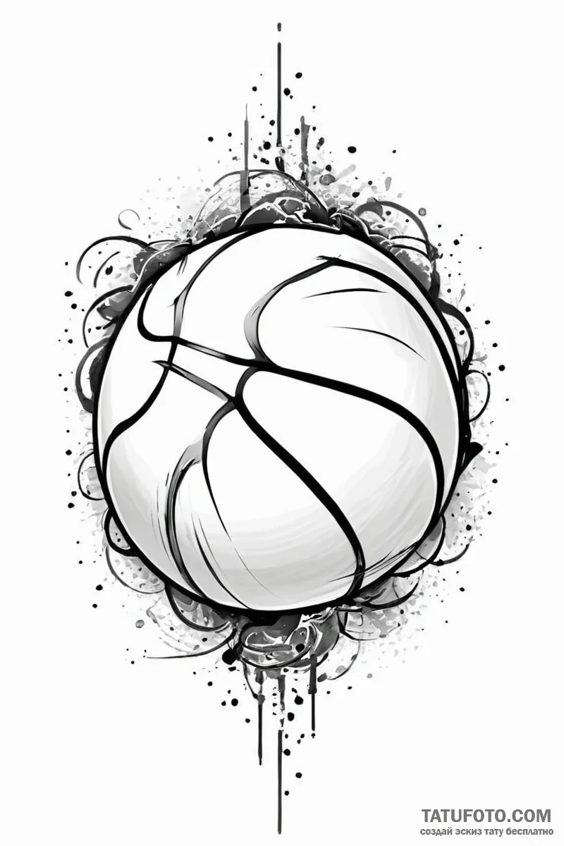 Tattoo design a basketball or football with a... - эскиз тату (№1751009096_0, 27.06.2025 07:24) — Tatufoto.com
