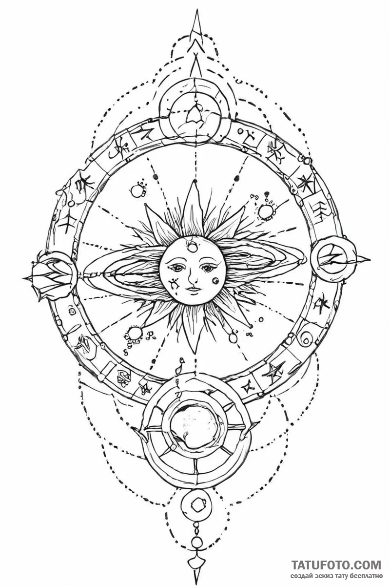 Tattoo design the zodiac symbol surrounded by... - эскиз тату (№1751009344_0, 27.06.2025 07:29) — Tatufoto.com