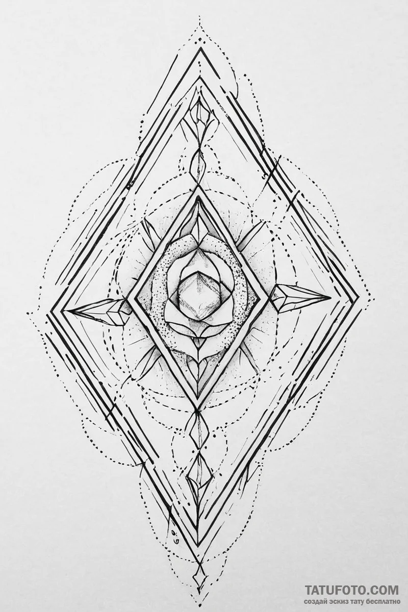 66. tattoo sketch: the rune "alatyr," depicte... - эскиз тату (№1751009497_0, 27.06.2025 07:31) — Tatufoto.com