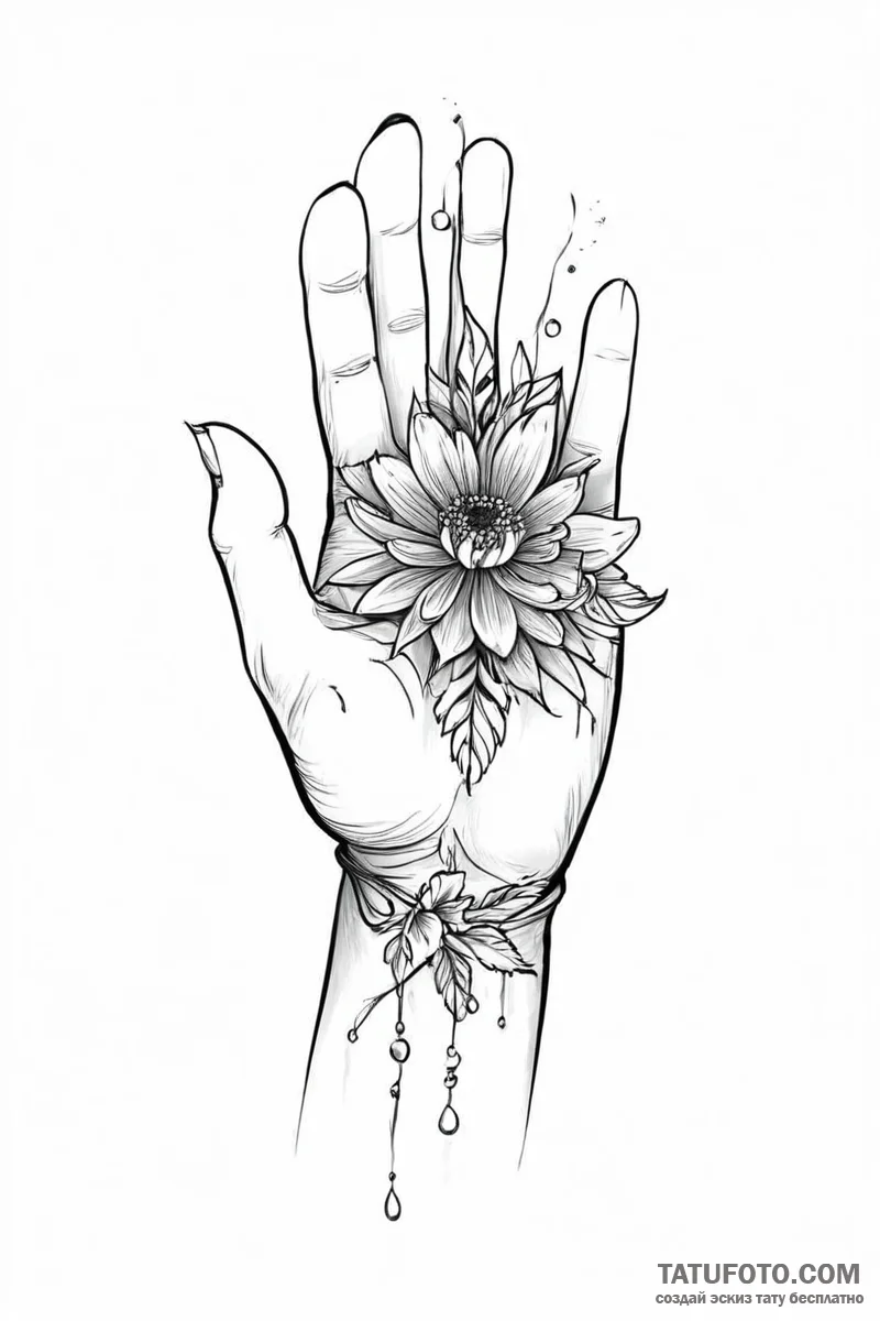 Tattoo sketch a hand protecting a small, vuln... - эскиз тату (№1751009585_0, 27.06.2025 07:33) — Tatufoto.com