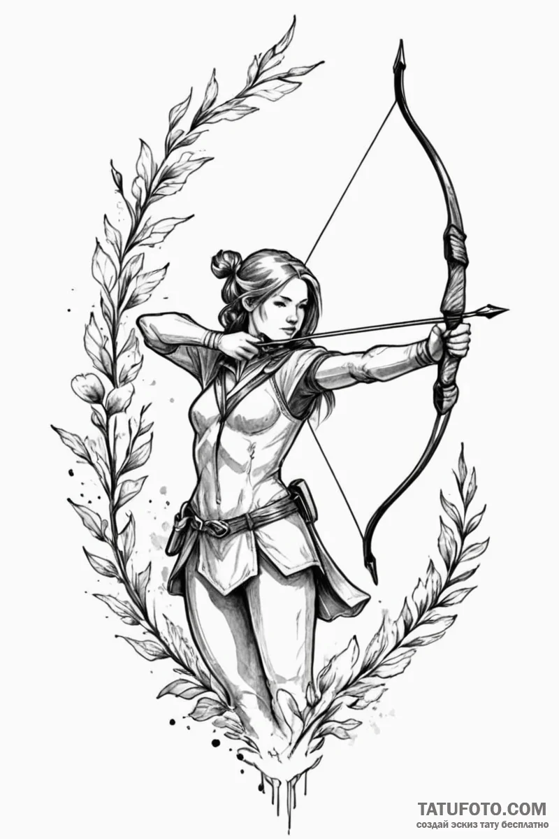 Tattoo sketch a sagittarius archer, the bow i... - эскиз тату (№1751011848_0, 27.06.2025 08:10) — Tatufoto.com
