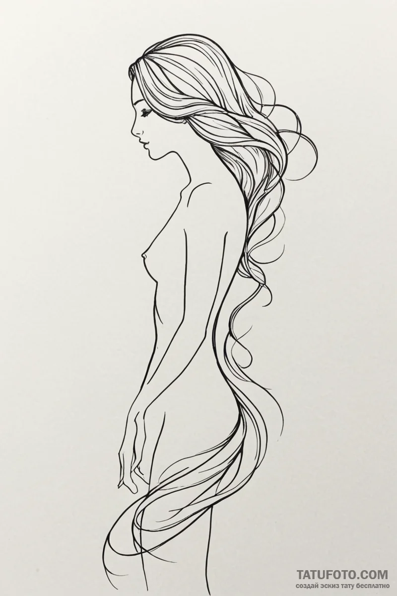 Tattoo design a silhouette of a woman's back,... - эскиз тату (№1751012002_0, 27.06.2025 08:13) — Tatufoto.com