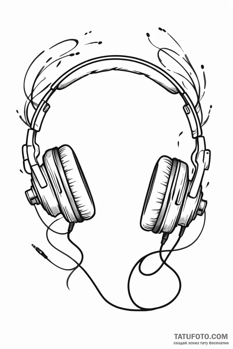 Tattoo design a pair of gaming headphones wit... - эскиз тату (№1751012160_0, 27.06.2025 08:16) — Tatufoto.com