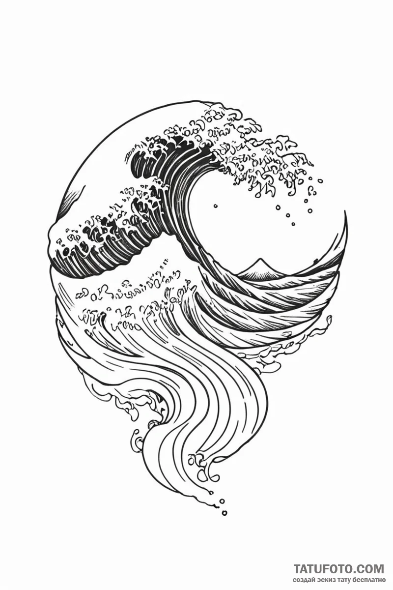 Tattoo sketch a simple, elegant wave, symboli... - эскиз тату (№1751013589_0, 27.06.2025 08:39) — Tatufoto.com