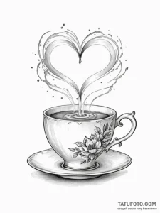 Tattoo sketch a delicate teacup with a steami... - эскиз тату (№1751017567_0, 27.06.2025 09:46) — Tatufoto.com