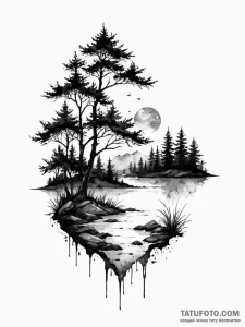Tattoo sketch a subtle, flowing watercolor la... - эскиз тату (№1751017639_0, 27.06.2025 09:47) — Tatufoto.com