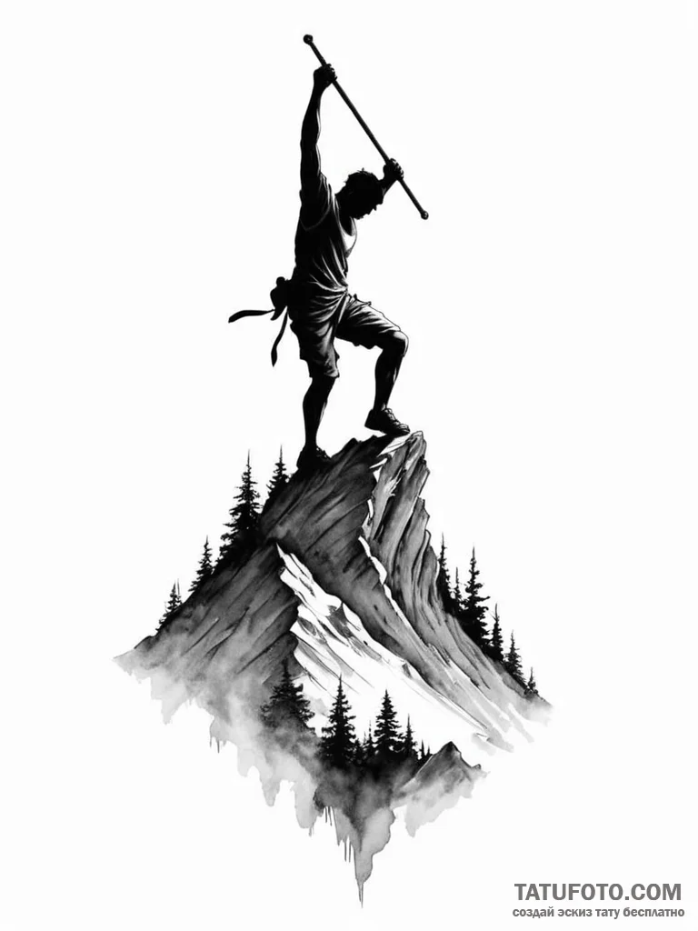 Tattoo design a silhouette of a man conquerin... - эскиз тату (№1751017789_0, 27.06.2025 09:49) — Tatufoto.com