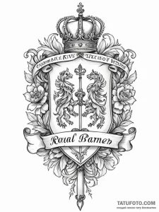 Tattoo sketch a royal banner with a family mo... - эскиз тату (№1751018164_0, 27.06.2025 09:56) — Tatufoto.com