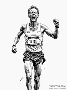A portrait of a marathon runner crossing the... - эскиз тату (№1751018929_0, 27.06.2025 10:08) — Tatufoto.com