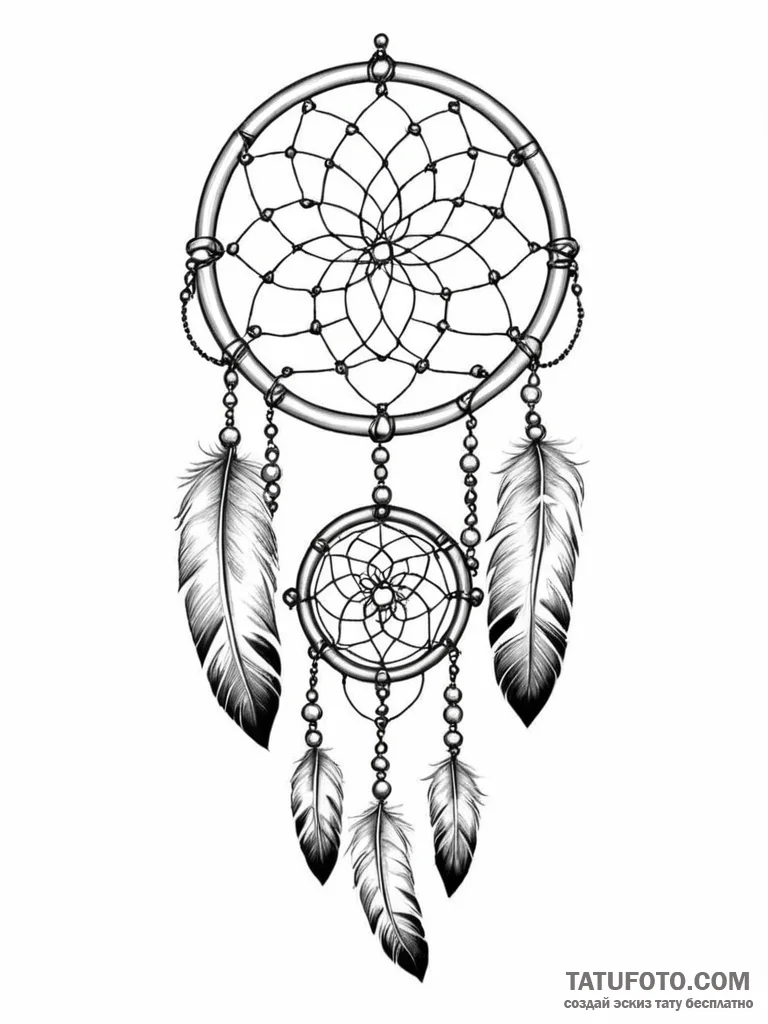 Tattoo sketch a stylized dreamcatcher with de... - эскиз тату (№1751019077_0, 27.06.2025 10:11) — Tatufoto.com