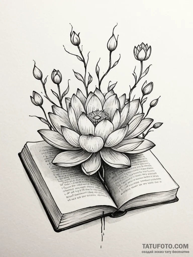 Tattoo sketch a lotus flower growing out of a... - эскиз тату (№1751019368_0, 27.06.2025 10:16) — Tatufoto.com