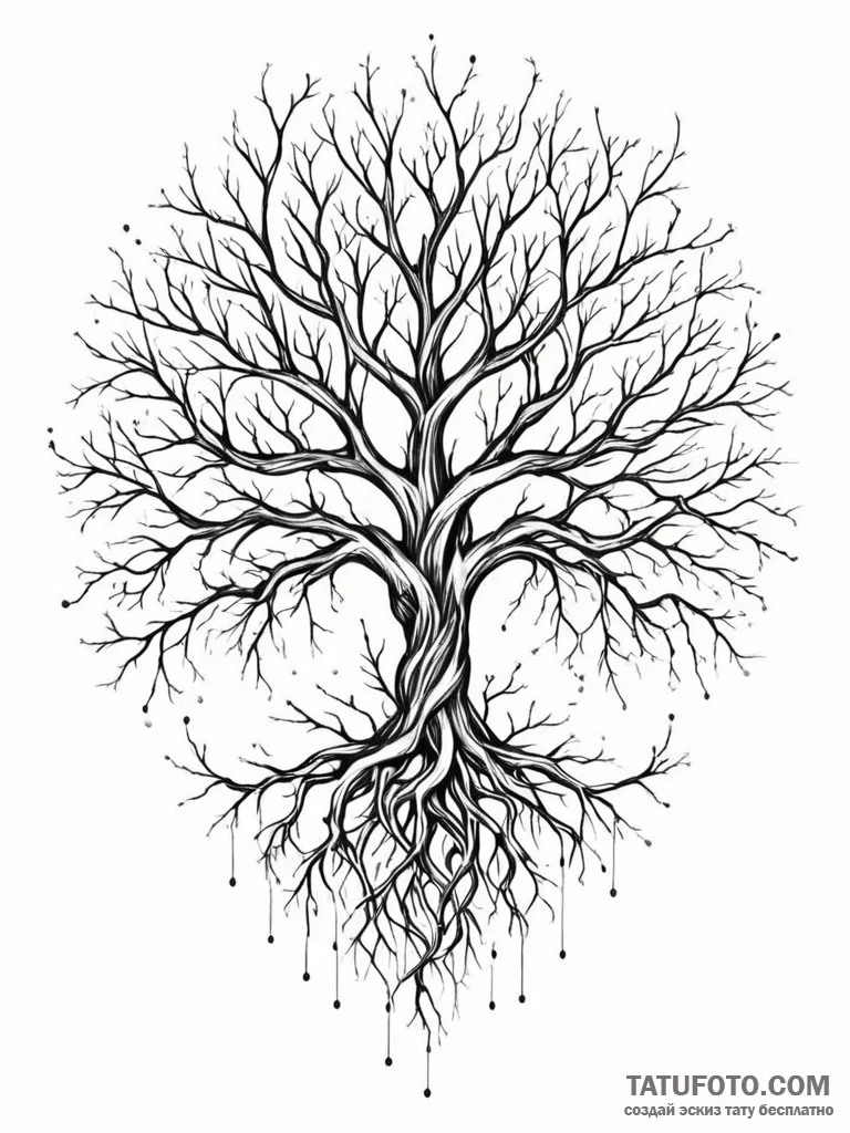 Tattoo sketch an abstract pattern of roots sp... - эскиз тату (№1751019983_0, 27.06.2025 10:26) — Tatufoto.com