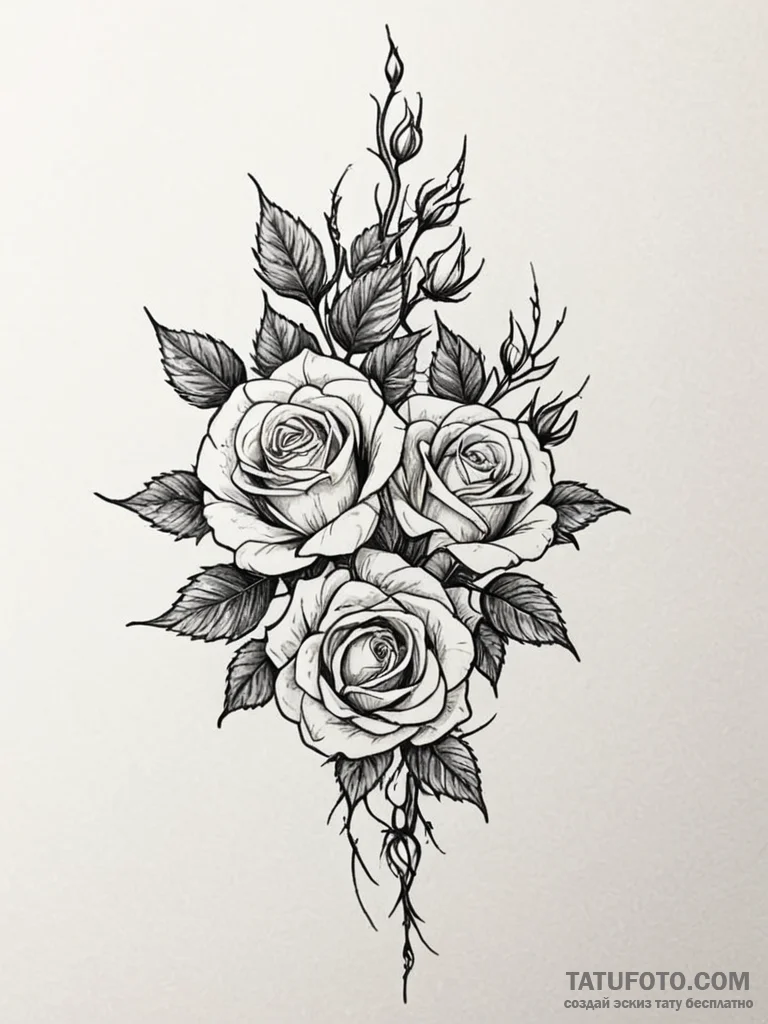 Tattoo sketch a vine with sharp thorns at its... - эскиз тату (№1751020147_0, 27.06.2025 10:29) — Tatufoto.com