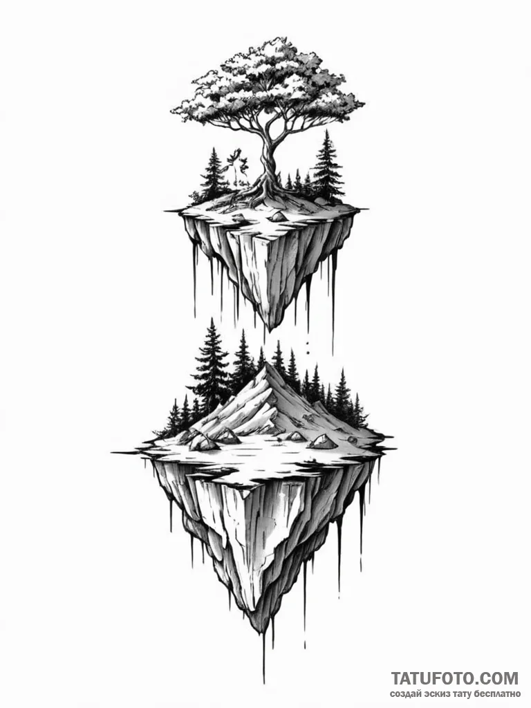 Tattoo sketch a plant growing not upwards, bu... - эскиз тату (№1751020302_0, 27.06.2025 10:31) — Tatufoto.com