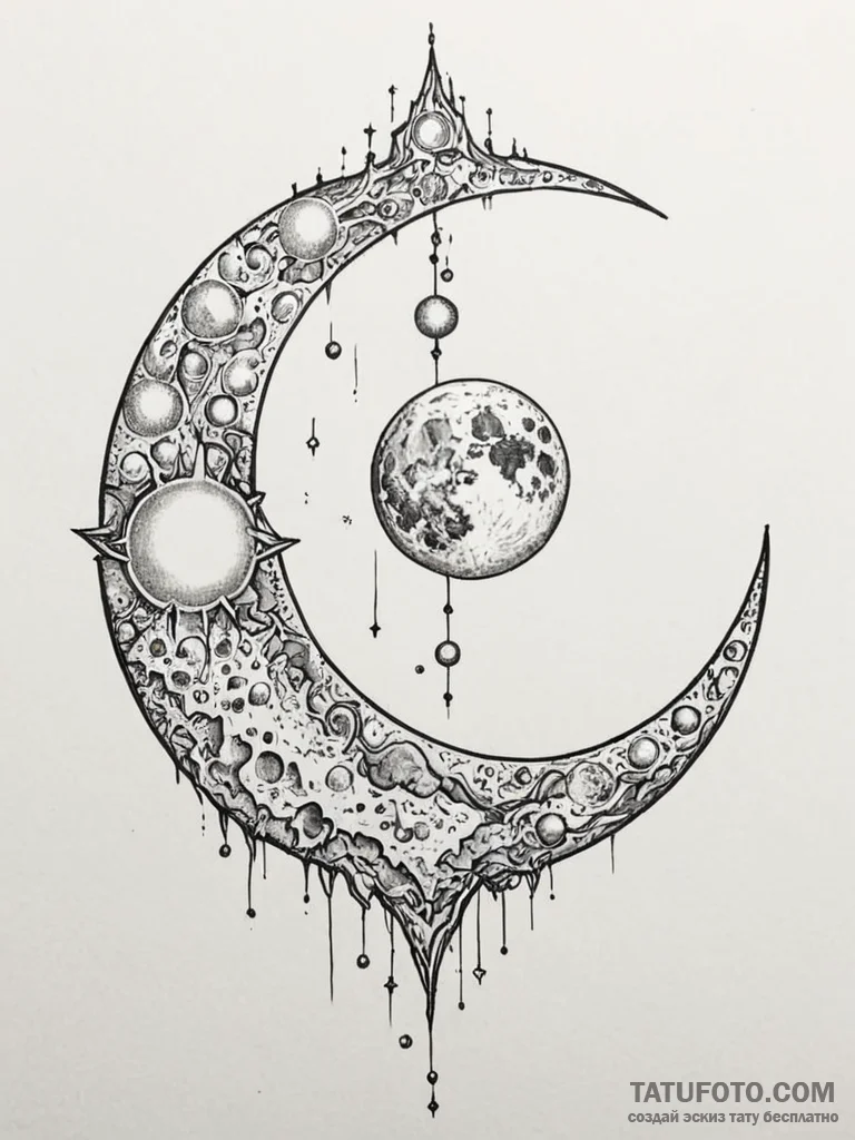 Tattoo design a celestial body, like a moon,... - эскиз тату (№1751020449_0, 27.06.2025 10:34) — Tatufoto.com